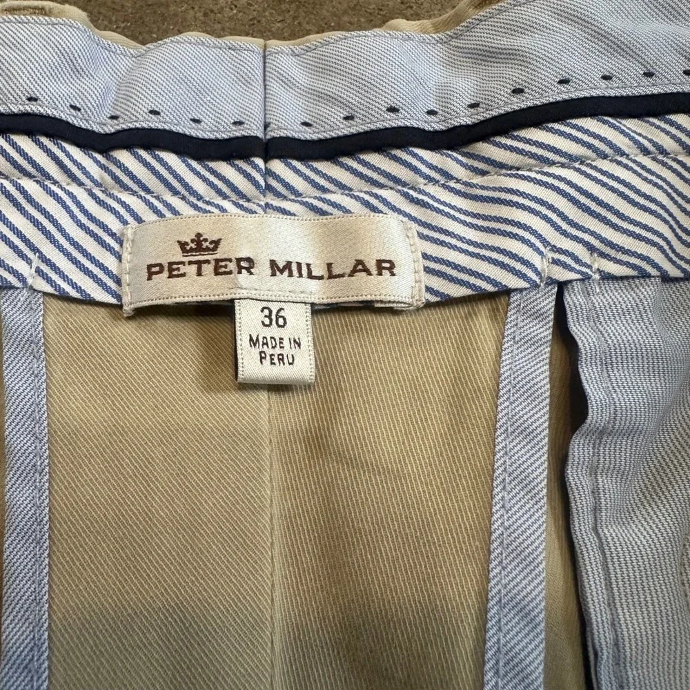 Peter Millar Shorts Men 36 Tan‎ TCU Horned Frogs Embroidered Chino Flat Front